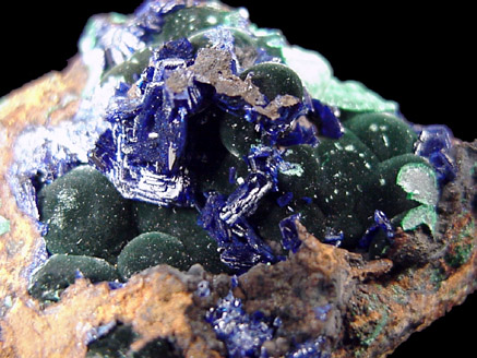 Mineral Specimens: Azurite and Malachite from Phelps Dodge Morenci Mine, Morenci, Arizona