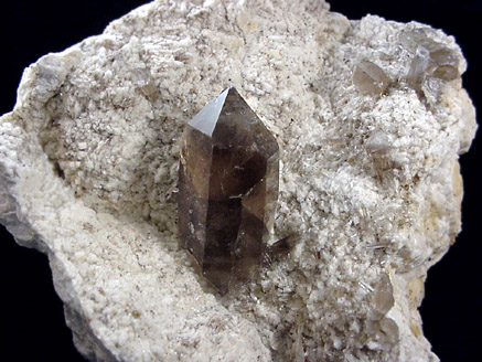 Mineral Specimens: Quartz var. Smoky on Cleavlandite from Peter's Pocket, N. Moat Mt., Bartlett, New Hampshire